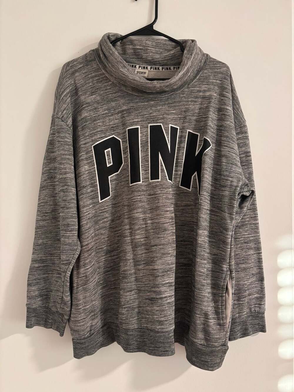 Victoria's Secret PINK Heather Gray Cowl Neck Pullover Sweatshirt